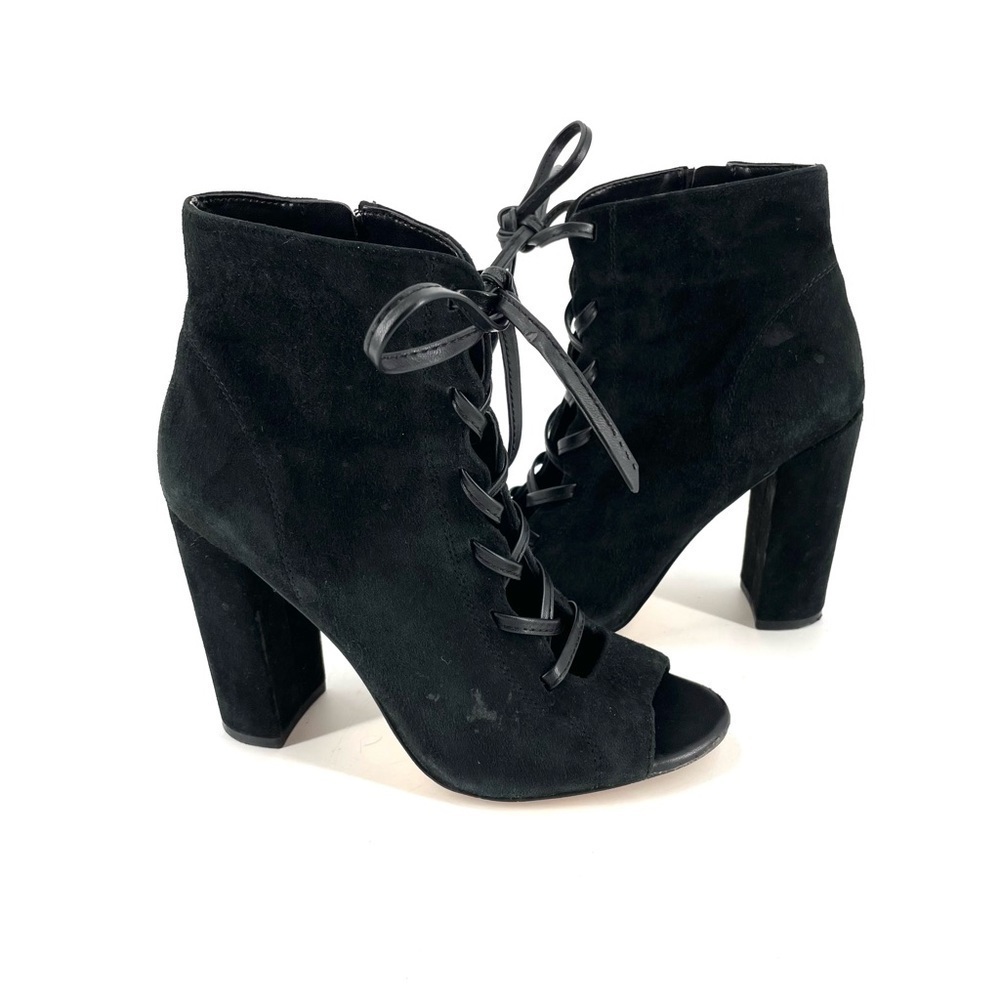 Sam Edelman Black Suede Yvie Lace Up Ankle Bootie